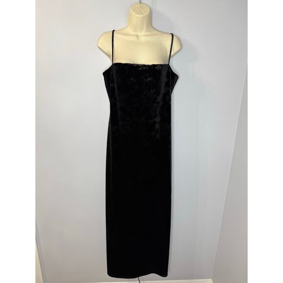 Reformation Elise Floral Velvet Knit Midi  Dress Black Casual Wardrobe Womens XL - Picture 3 of 14